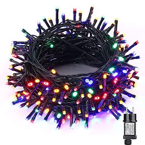 NEXVIN Luci Albero di Natale Colorate Catena luminosa 20M 200 LED, Luci di Natale con 8 modalità, Funzione Timer e Memoria, Collegabile, Luci Natalizie da Esterno ed Interno, Filo verde scuro