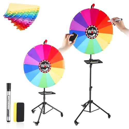 Strixorn Ruota della fortuna con vassoio, 60 cm, giocattolo della ruota della fortuna con vassoio, 14 slot colorati, ruota della fortuna con supporto da 165 cm, roulette per carnevale, vincite, giochi