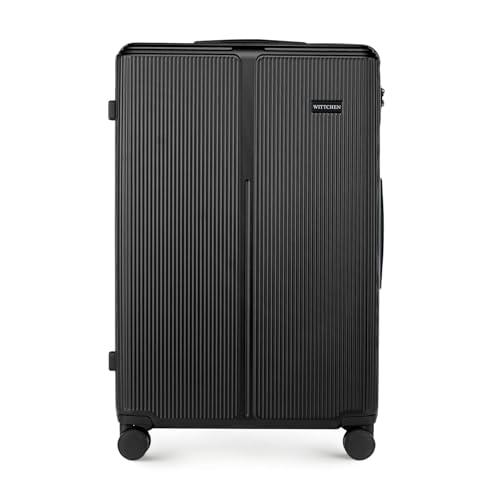 WITTCHEN Stripes Line Valigia grande (XL) | 76,5 × 50 × 29 cm (96 L), ABS rigido, 4 ruote 360° e lucchetto a combinazione | Trolley grande formato XL, Ryanair/ITA Airways - Colore: Nero
