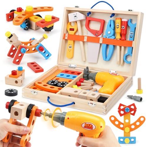 Vanplay Giochi Bambini 3 Anni Cassetta Attrezzi Bambini Montessori 3 Anni Giochi in Legno con Trapano Elettrico