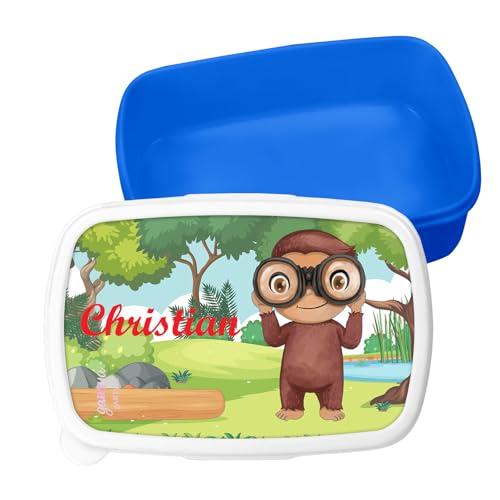 Porta pranzo porta merenda lunch box personalizzato con nome per scuola e asilo George la scimmia scimpanzè curioso
