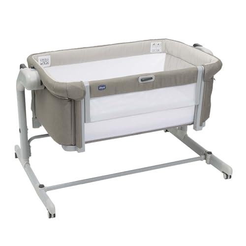Chicco Next2Me Magic Evo, Culla Neonato Fianco Letto, con Modalità Dondolo, Inclinabile, Spondina Apribile, Altezza Regolabile, 4 Ruote, Materasso e Borsa da Viaggio Inclusi, Beige
