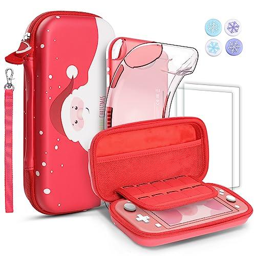 GeeRic 8pcs Custodia Compatibile per Switch Lite, 2pcs Vetro Temperato + Cover + 4 Thumb Grips + Borsa +Accessori 8 in 1 Kit Compatibile con Switch Lite