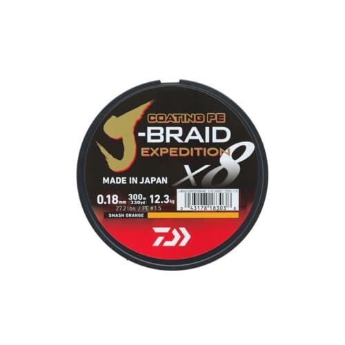 DAIWA J-Braid Expedition X8E, 0,10mm, 6,9kg/15,2lbs, 150m, Smash Orange, Arancione, Lenza Intrecciata, 12550-010