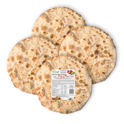 4 BASI per PIZZA BATTUTA Line@diet | 4 confezioni di base pizza ZERO ZUCCHERI da 200g ad alto contenuto di PROTEINE | stesa a mano in Italia