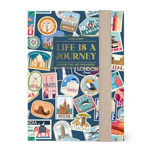 Legami - Agenda Settimanale Fotografica Mini 2026, Travel Stickers, 12 Mesi, Rubrica Inclusa, Chiusura con Elastico, Gennaio 2026-Dicembre 2026, in Carta FSC Certificata, 8x11 cm