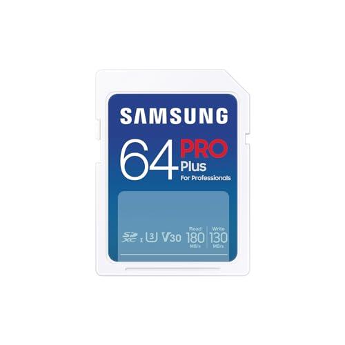 Samsung Memorie PRO Plus Scheda SD per Fotografia da 64 GB, UHS-I U3, Fino a 180 MB/s (MB-SD64S/EU)