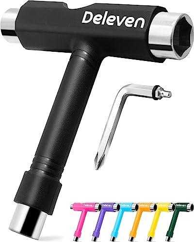 Deleven Skate Tool Chiave per Skate Tutto-in-Uno Multifunzione Leggero e Portatile con Chiave Allen 2-in-1 e Cacciavite Phillips - Regola Pattini, Longboars, Skateboard, Quads, Ruote, Trucks, Kingpin
