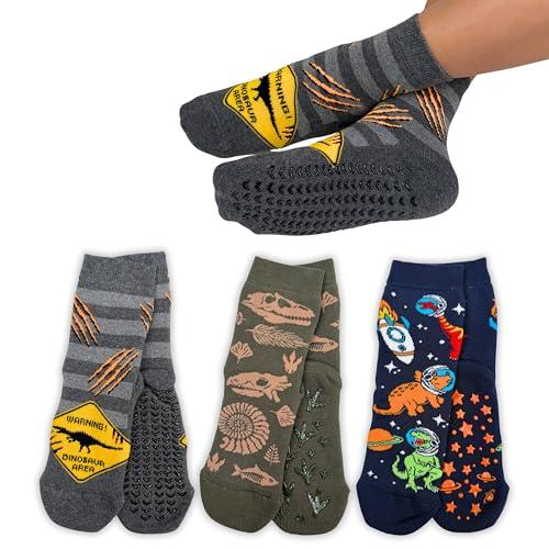 LEON D'ORO Calzini Bambino Antiscivolo Cotone 3 Paia Calze Bimbo abs scuola casa gonfiabili, Made in Italy (IT, Numero, 35, 40, ASS4 3 paia)