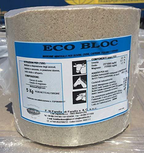 Farella Sale Minerale Eco Bloc 5kg per bovini, Ovini, caprini, equini e cervidi