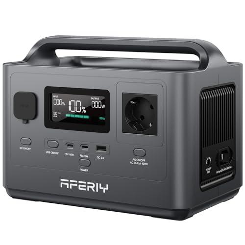 AFERIY Generatore Elettrico Portatile Da 400W Stazione Di Energia Mobile Da 256Wh Batteria Portatile LFP Uscite Multiple Presa UE 220-240V UPS Generatore Elettrico Solare Per Campeggio Viaggi Casa
