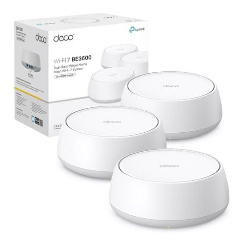 TP-Link WiFi 7 Deco BE3600 Mesh WiFi, BE3600Mbps, Dual Band, Canali 160MHz, 2 Porte Gigabit, HomeShield, MLO, 4K-QAM, Funziona con Qualsiasi ISP e Modem, 4 Antenne Interne, WPA3, Alexa, 3pz