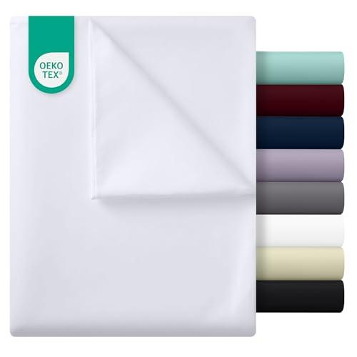 Utopia Bedding - Lenzuolo piano sopra senza elastico - Lenzuolo singolo 167 x 243 cm - Certificato OEKO-TEX - Morbido poliestere spazzolato - Microfibra - Lenzuolo piano - Bianco