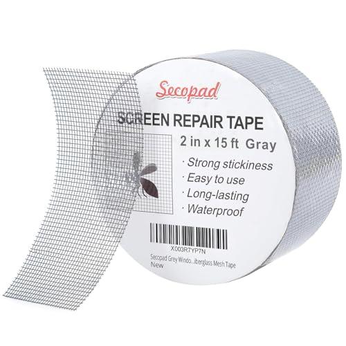 Secopad Nastro Adesivo Ripara Zanzariere, 50 mm x 4,5 m Nastro Zanzariera Ripara, Nastro in Fibra di Vetro per Riparazione Schermo Finestra, Autoadesivo Forte