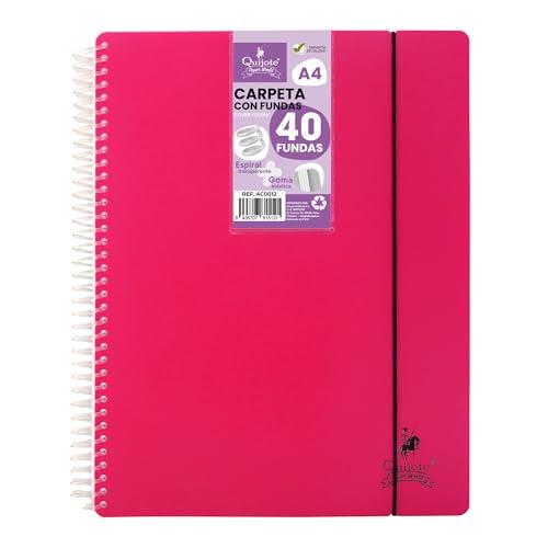 FLEXIBLE SPIRAL FOLDER STARPLAST - Organizzatori, con 40 coperture, trasparente liscio, A4, coperchio in plastica resistente. Usa ufficio, scuola, personale - Colore Rosa