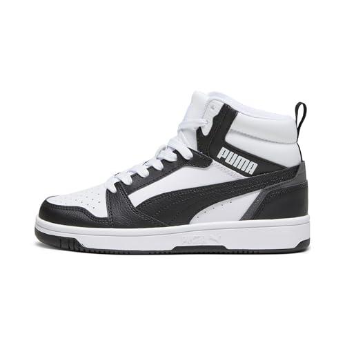 PUMA Rebound V6 Mid Jr, Scarpe da ginnastica Unisex - Bambini e ragazzi, Puma White Puma Black Shadow Gray, 36 EU