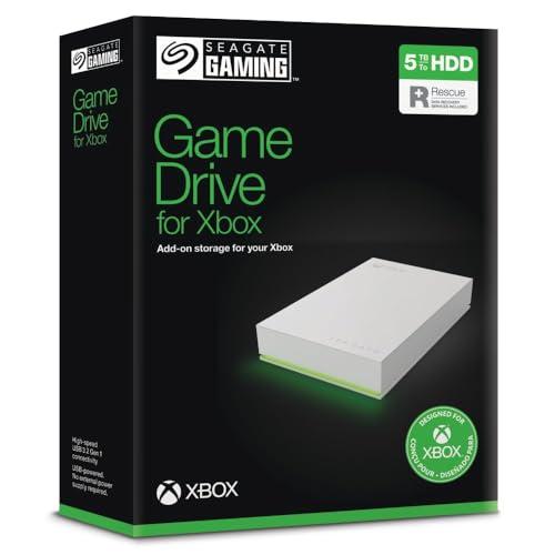 Seagate Game Drive for Xbox, 5TB, Unità disco portatile esterna, USB 3.2 Gen 1, bianco, certificata per Xbox, LED RGB, con 3 anni Rescue Services Services (STKX5000100)