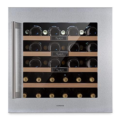 Klarstein Cantinetta Vino Refrigerata a Zona Singola per Interno/Esterni, Frigo Bar, Cantina Vino con Vetrina, Mini Frigo con Protezione UV, Frigorifero Piccolo Touch Control 5-20°C, 92L 36 Bottiglie