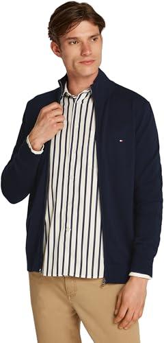 Tommy Hilfiger Uomo Pullover con Cerniera Essential Cotton Zip Thru Collo alla Coreana, Blu (Desert Sky), M
