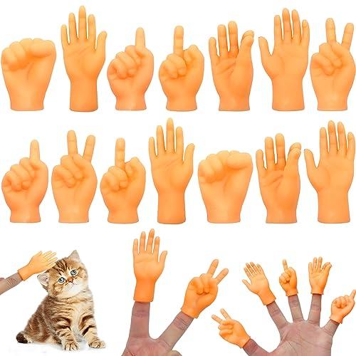 RAFIYU Mini marionette da dito, 14 pezzi, mani piccole e tiny, set di marionette da dito in gomma, per mano sinistra e destra, animali domestici, gatti, bambini, giochi