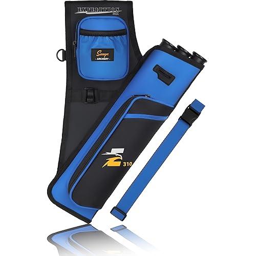Sunya faretra per frecce arco. Include 3 tubi portafrecce, tasche per accessori e cintura. Adatto per archi compound e recurve.