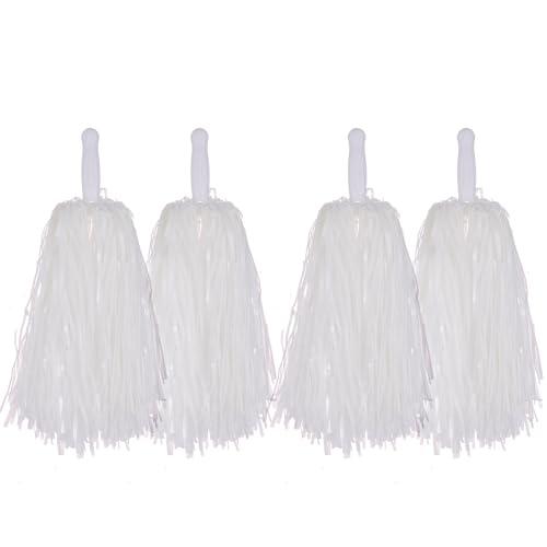 HIXNUG 2 paia di pompon da cheerleader, in plastica, a forma di fiore, per calcio, basket, tifo, danza, decorazione per competizioni sportive, festival, celebrazioni, balli in maschera, feste (bianco)