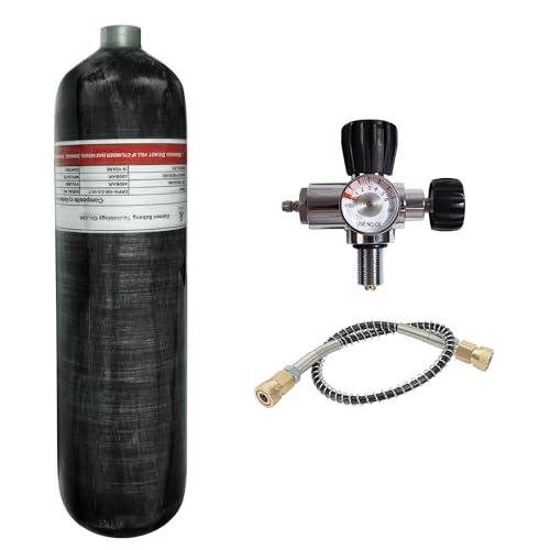 TUXING 4500psi in Fibra di Carbonio Serbatoio d'Aria 3L, Paintball Stazione di rifornimento con valvola regolatore Gauge per PCP Aria Fucili Immersione Scuba