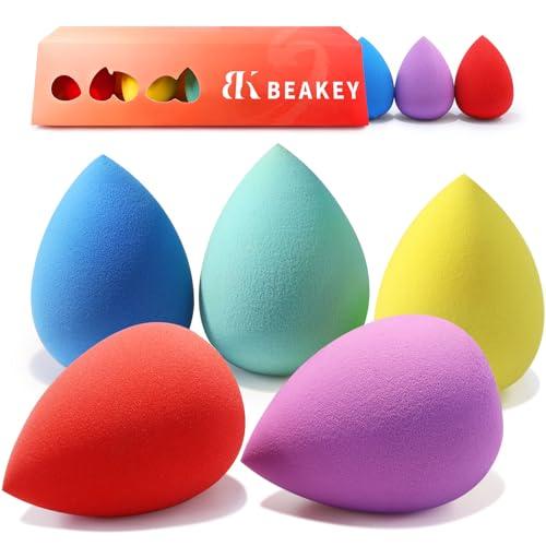 BEAKEY 5 pz Set di Spugnette Trucco Beauty, Blender Beauty Fondotinta Spugnetta, Spugnette Trucco Make up Ottimo per Liquidi, Creme e Polveri, Multi Colore Trucco Spugna Makeup