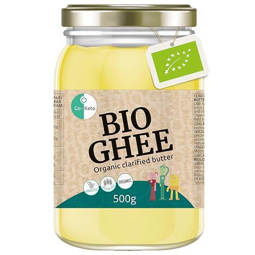 Go-Keto BIO Ghee, 500g | Burro 100% chiarificato, certificato BIO, Ayurveda | perfetto per la dieta cheto | ideale per cuocere e arrostire | Senza lattosio, senza glutine, low carb