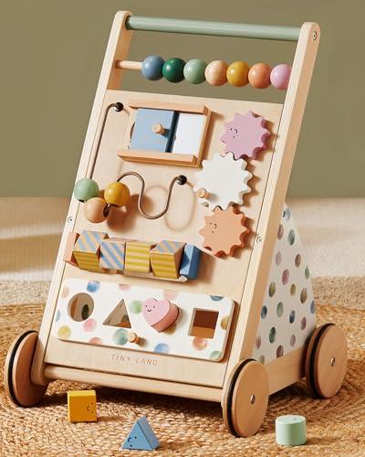 Tiny Land Passeggino per imparare a camminare, in legno, con velocità regolabile per ragazzi e ragazze, aiuto per camminare e centro attività per bambini