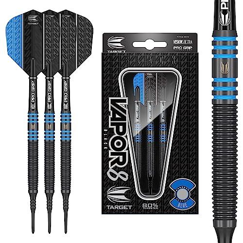 Target Darts Vapor 8 Nero Blu 21G 80% Tungsteno Soft Tip Freccette Set