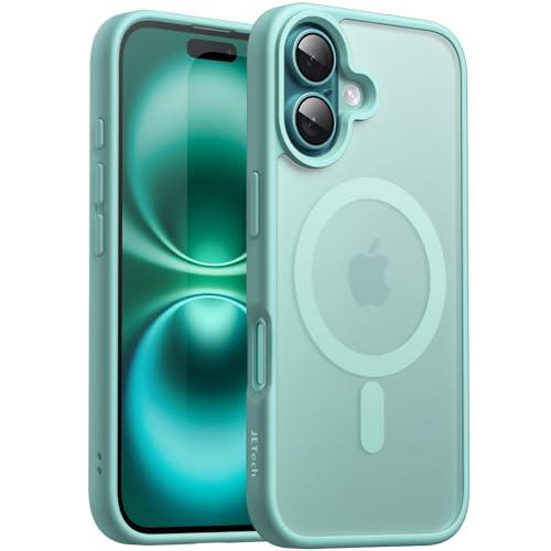 JETech Cover Magnetica per iPhone 16 6,1 Pollici Compatibile con MagSafe, Traslucido Opaco Retro Sottile Antiurto Cellulare Custodia (Verde Acqua)