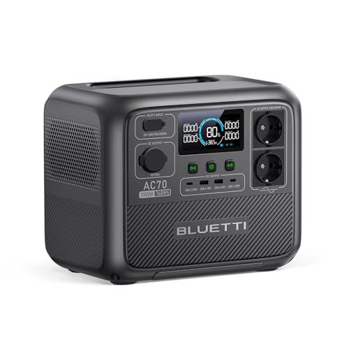 BLUETTI Centrale Elettrica Portatile AC70, 768Wh LiFePO4 Batteria Backup, 2 1000W AC Uscite (Power Lifting 2000W) 100W Type-C, 45 minuti dallo 0 all'80%, Generatore Solare per Campeggio, Viaggio