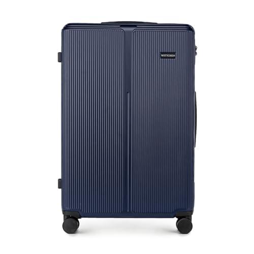 WITTCHEN Stripes Line Valigia grande (XL) | 76,5 × 50 × 29 cm (96 L), ABS rigido, 4 ruote 360° e lucchetto a combinazione | Trolley grande formato XL, Ryanair/ITA Airways - Colore: Blu navy