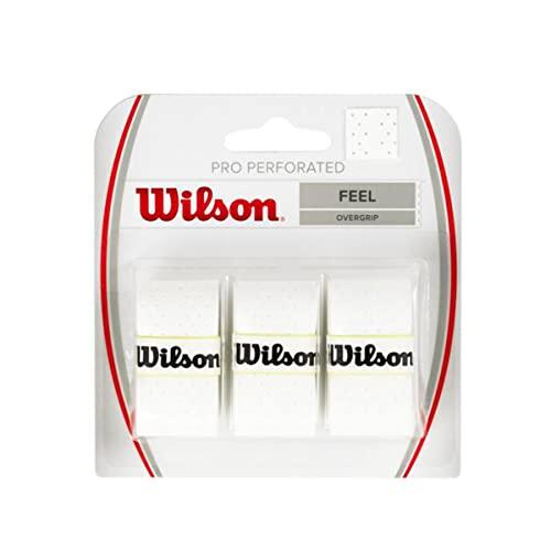 Wilson Pro Overgrip Perforated Impugnatura per Racchetta da Tennis, Unisex - Adulto, Bianco, Taglia Unica