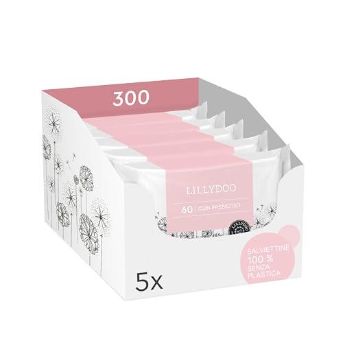 Salviettine con prebiotici LILLYDOO, 300 unità (5 x 60), 0% profumi e 100% tessuto senza plastica