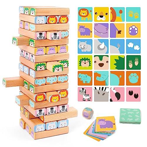 Nene Toys Torre Magica Colorata in Legno con Animali - Stacking Game