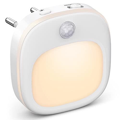 ANOPU Luce Notturna Bambini LED, 5 Dimming con 3 modalità (Calda/Fredda/Mista), Luce Notturna da Presa con Sensore di Movimento/di Luce, per Cameretta, Camera da Letto, scale, Corridoio
