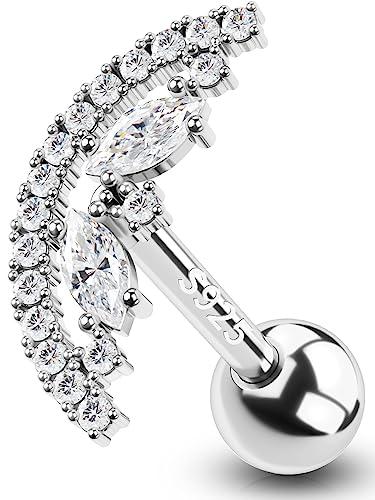 OUFER Helix Piercings Jewellery 925 Sterling Silver Conch Ring Tragus Studs Cartilage Earring 16G AAA+ CZ Upper Top Ear Barbell for Women