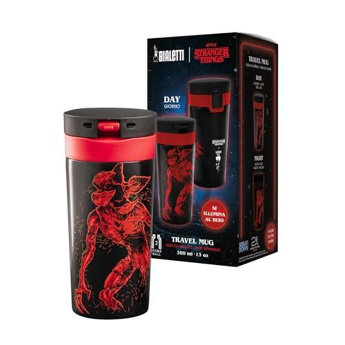 Bialetti Tazza da Viaggio Termica Stranger Things, Si illumina al buio, Perfetta tenuta della temperetura, no Lavastoviglie, 380 ml