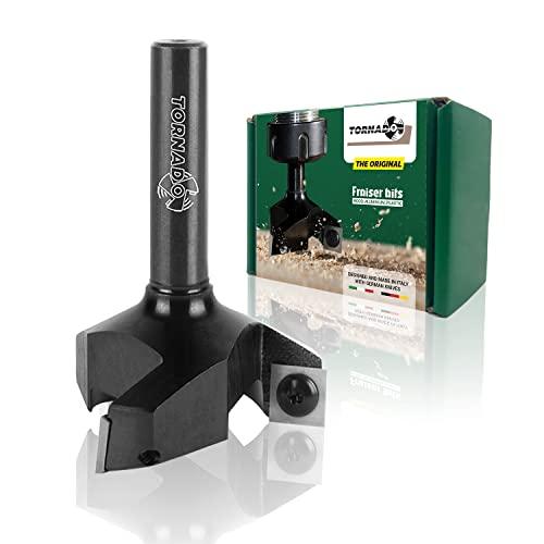 Fraiser Tornado – fresa per spianare legno diametro 60 mm, gambo 12 mm, 3 inserti intercambiabili in metallo duro 12 mm – per grandi superfici, bordi e scanalature – per CNC e fresatrice verticale