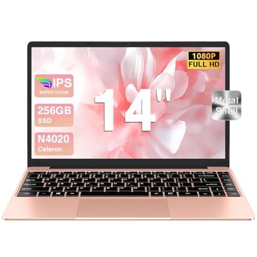 bvate 2026 PC Portatile 14 pollici Notebook Win 11 upto 2.8 GHz 256 GB ROM Supporta l'espansione SSD 1TB Celeron N4020 2.4G+5G WiFi 4.2 USB HDMI Tastiera italiana membrana mouse senza fili-Oro