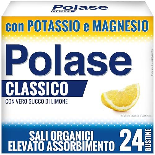 Polase Classico, Magnesio e Potassio, Integratore Alimentare, contro Stanchezza e Fatica Fisica, Caldo, Sali Minerali Organici, Gusto Limone, 24 Bustine