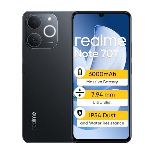 realme Note 70T Smartphone 4+128GB,Batteria di grande capacità 6000mAh,schermo 90Hz,comfort oculare,chipset UNlSOc T7250,IP54,NFC,Nero