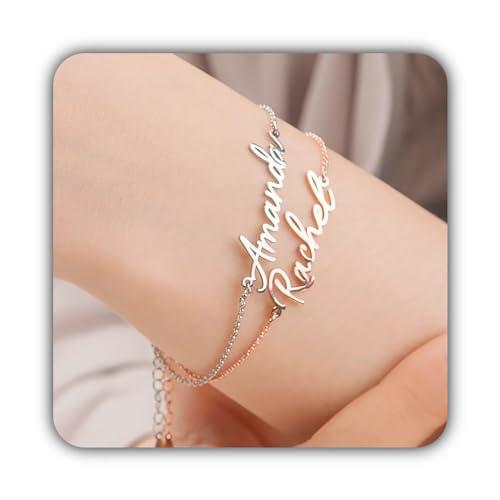 Bracciale con nome - Bracciale con nome personalizzato - Bracciale con nome per donna in argento sterling - Gioielli fatti a mano - Regali per la festa della mamma