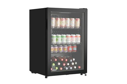 METRO Professional Mini Frigo per Bevande GSC2125B Con Porta in Vetro, 220-240V, 3 Ripiani Regolabili, Frigo Bar Silenzioso con Serratura, Frigo Da Ufficio, Bar, Gastronomia (Nero, 118 L)