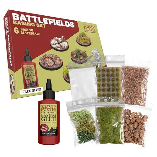 The Army Painter Battlefields Basing Set, Kit Modellismo Con 50ml Pva Colla Per Modellismo, Erba Finta, Battleground Marrone, Sottobosco Estivo, Rocce Da Battaglia E Neve Per Miniature Fantasy