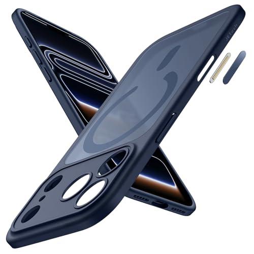 JETech Cover Magnetica per iPhone 17 Pro 6,3 Pollici Compatibile con MagSafe, Custodia Sottile con Pulsante di Controllo della Fotocamera Integrato, Retro Traslucido Opaco (Blu Scuro)