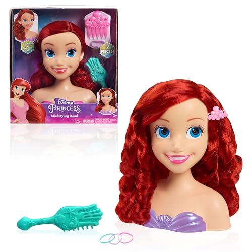 Disney Testa da pettinare di Ariel della Collezione Principesse 20 cm con Accessori, 7 Pezzi, Capelli Rossi, Giochi di finzione, Giocattoli per Bambini di età di Just Play