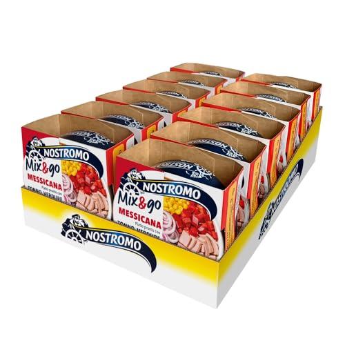 Nostromo Mix&Go Messicana - Piatto Pronto con Tonno, Verdure, Fagioli Rossi - Gusto Speziato e Veloce - Confezione da 12x190g